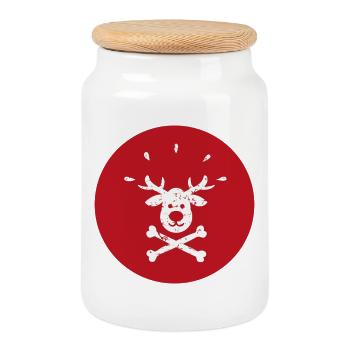 Jolly Roger Rudolph Renne Noël Design - Boîte à biscuits avec couvercle en bois - blanc - Devant