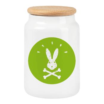 Le lapin pirate en lapin vert de Pâques à la Jolly Roger - Boîte à biscuits avec couvercle en bois - blanc - Devant