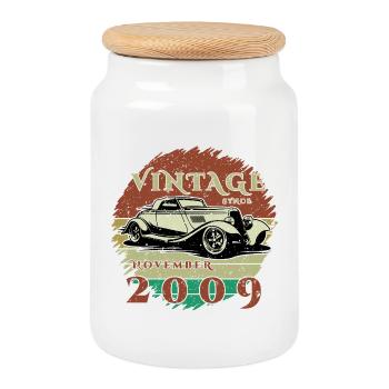 16. Geburtstag - Klassiker - Vintage since 11/2009 - Keksdose mit Holzdeckel - Weiß - Vorne