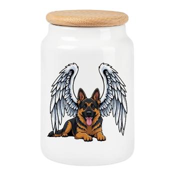 Süßer Engel Deutscher Schäferhund Cartoon Trauer - Keksdose mit Holzdeckel - Weiß - Vorne