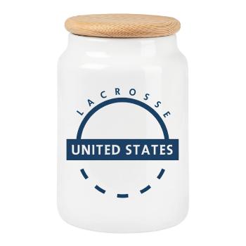 Emblème de la crosse des États-Unis - Boîte à biscuits avec couvercle en bois - blanc - Devant