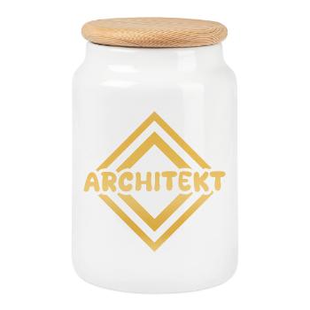 Cadeau pour architecte - Boîte à biscuits avec couvercle en bois - blanc - Devant