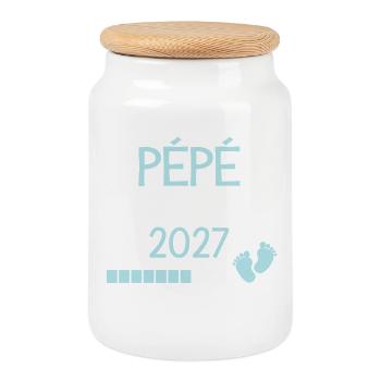 Pépé en 2027 Cadeau Futur Pépére Papi - Boîte à biscuits avec couvercle en bois - blanc - Devant