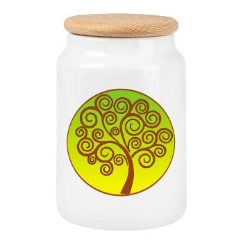 Arbre de vie spirale - Boîte à biscuits avec couvercle en bois - blanc - Devant