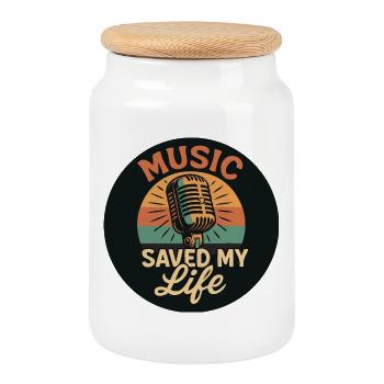 Music Saved My Life Retro Tri-blend T-Shirt - Cookie Jar with Wooden Lid - white - Front