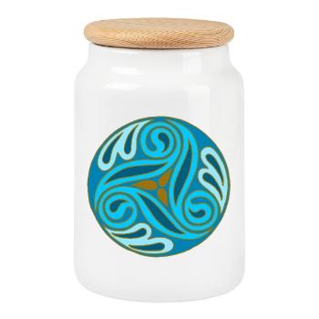 Sphère celte Bleue - Boîte à biscuits avec couvercle en bois - blanc - Devant