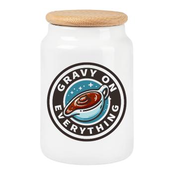 Écusson Sauce Gravy Sur Tout - Boîte à biscuits avec couvercle en bois - blanc - Devant