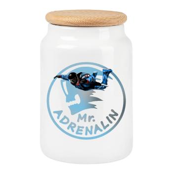 M. Adrenalin Parachutiste Jump Logo - Boîte à biscuits avec couvercle en bois - blanc - Devant