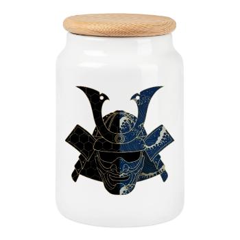 Shamurai helmet - Cookie Jar with Wooden Lid - white - Front