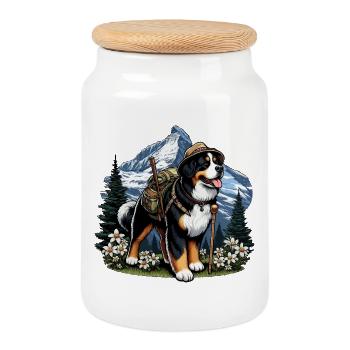 Bernese Mountain Mountains in the Alps - Cookie Jar with Wooden Lid - white - Front