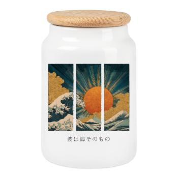 The Wave Is the Sea Itself - Cookie Jar with Wooden Lid - white - Front