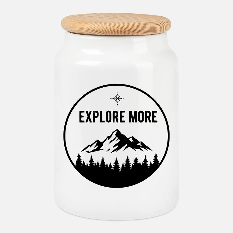 Explorer - Cookie Jar with Wooden Lid - white
