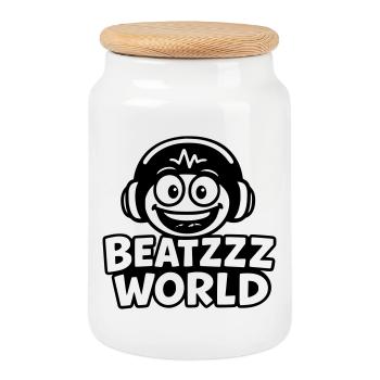 Beatzzz World - Cookie Jar with Wooden Lid - white - Front