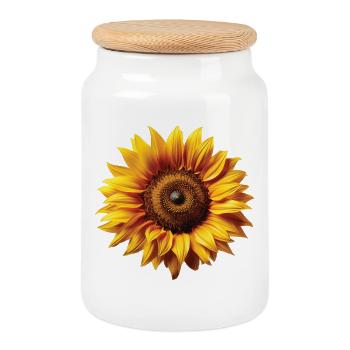 Sonnenblume – Naturmotiv voller Sommer & Lebensfre - Keksdose mit Holzdeckel - Weiß - Vorne