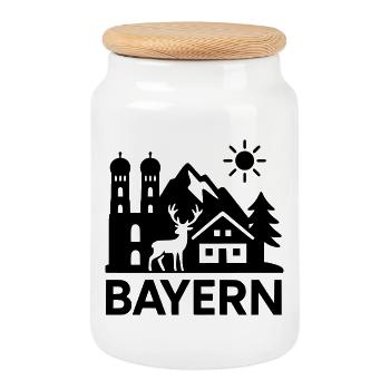 Bavaria Landmark State - Cookie Jar with Wooden Lid - white - Front