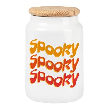 Halloween Spooky - Keksdose mit Holzdeckel - Weiß - Vorne