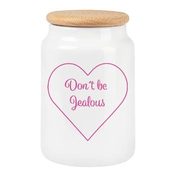 DON'T BE JEALOUS - Cookie Jar with Wooden Lid - white - Front