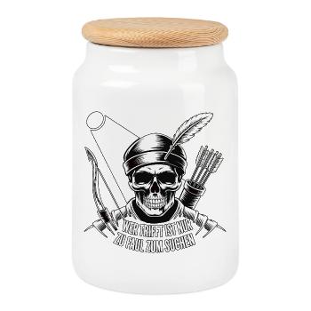 Archery design for archers and courses - Cookie Jar with Wooden Lid - white - Front