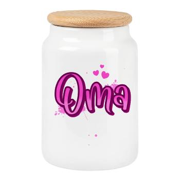 Oma - Keksdose mit Holzdeckel - Weiß - Vorne