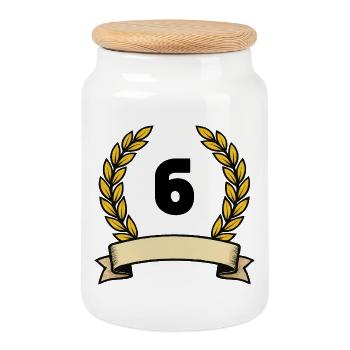 Couronne de laurier dorée numéro 6 - Boîte à biscuits avec couvercle en bois - blanc - Devant