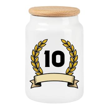10-Wreath - Cookie Jar with Wooden Lid - white - Front