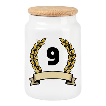 Couronne de laurier doré 9 - Boîte à biscuits avec couvercle en bois - blanc - Devant
