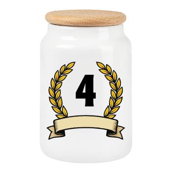 Couronne de laurier doré 4 - Boîte à biscuits avec couvercle en bois - blanc - Devant