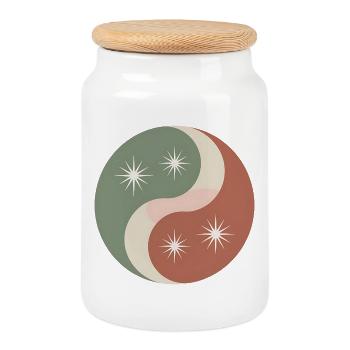 Yin Yang - Innere Balance - Keksdose mit Holzdeckel - Weiß - Vorne