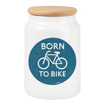 Born to Bike - Fahrrad - Keksdose mit Holzdeckel - Weiß - Vorne