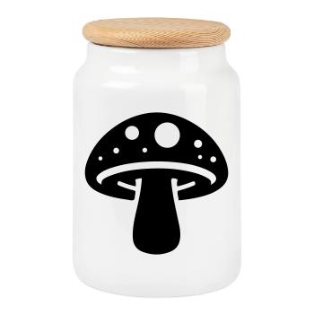 Icône de champignon - Boîte à biscuits avec couvercle en bois - blanc - Devant