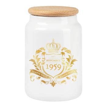 66. Geburtstag Semper Verum - Création 11/1959 - Boîte à biscuits avec couvercle en bois - blanc - Devant