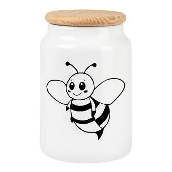 Bee Bee Beekeeper - Cookie Jar with Wooden Lid - white - Front