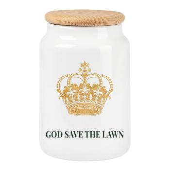 God Save the Lawn – Humour de jardin britannique - Boîte à biscuits avec couvercle en bois - blanc - Devant