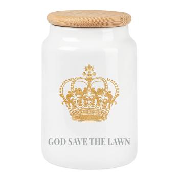 God Save the Lawn – Humour de jardin britannique - Boîte à biscuits avec couvercle en bois - blanc - Devant