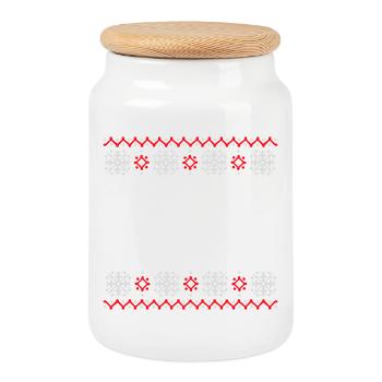 pull moche motif de Noël flocons de neige cool - Boîte à biscuits avec couvercle en bois - blanc - Devant