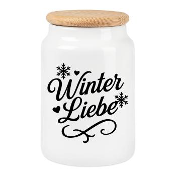 Winter Liebe Spruch - Keksdose mit Holzdeckel - Weiß - Vorne