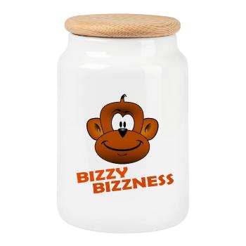 BIZZY BIZZNESS - Cookie Jar with Wooden Lid - white - Front