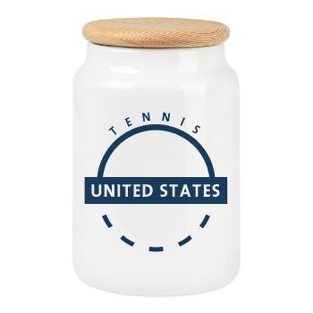Tennis Emblem der Vereinigten Staaten - Keksdose mit Holzdeckel - Weiß - Vorne