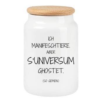 Cool statement saying everyday life I Ch-dütsch - Cookie Jar with Wooden Lid - white - Front