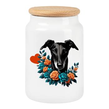 Galgo Blackbeauty Nr01 - Boîte à biscuits avec couvercle en bois - blanc - Devant