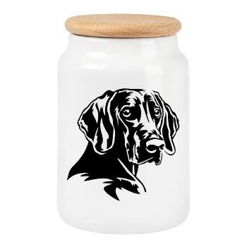 Weimaraner Kopf - Keksdose mit Holzdeckel - Weiß - Vorne