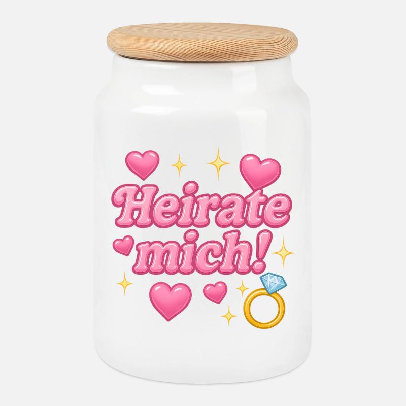 heirate mich! / y2k design - Keksdose mit Holzdeckel - Weiß