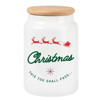 Noël passera - Défilé du Père Noël Humour - Boîte à biscuits avec couvercle en bois - blanc - Devant