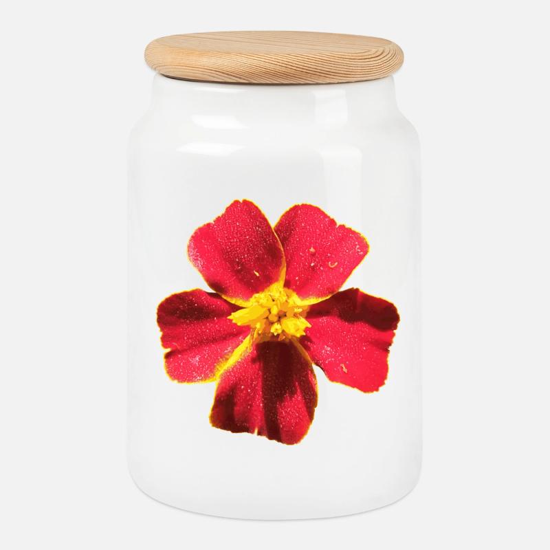 Tagetes - Cookie Jar with Wooden Lid - white