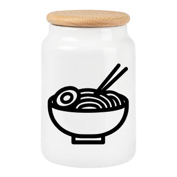 Ramen - Cookie Jar with Wooden Lid - white - Front