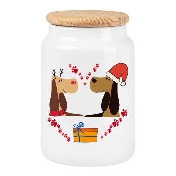 Le bonheur de Noël - Boîte à biscuits avec couvercle en bois - blanc - Devant