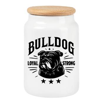 Bulldog Bully loyal Dog Dogge Chemise old english - Boîte à biscuits avec couvercle en bois - blanc - Devant