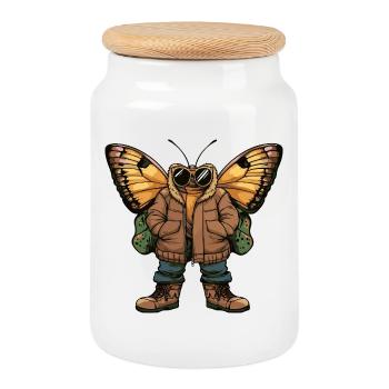 Schmetterling Cool Winter - Keksdose mit Holzdeckel - Weiß - Vorne