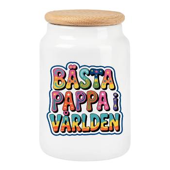 Bästa pappa i världen - Keksdose mit Holzdeckel - Weiß - Vorne