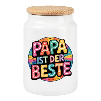 Papa ist der Beste - Keksdose mit Holzdeckel - Weiß - Vorne